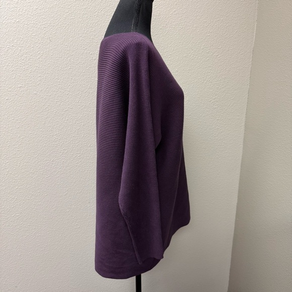 G.H. Woman Dark Purple Ribbed Knit Sweater Plus Size 1X Soft Stretch Top - Picture 6 of 10
